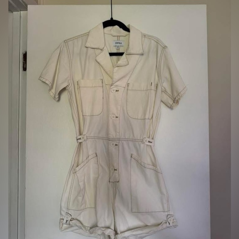 Pistola Cream Short Sleeve Jumpsuit